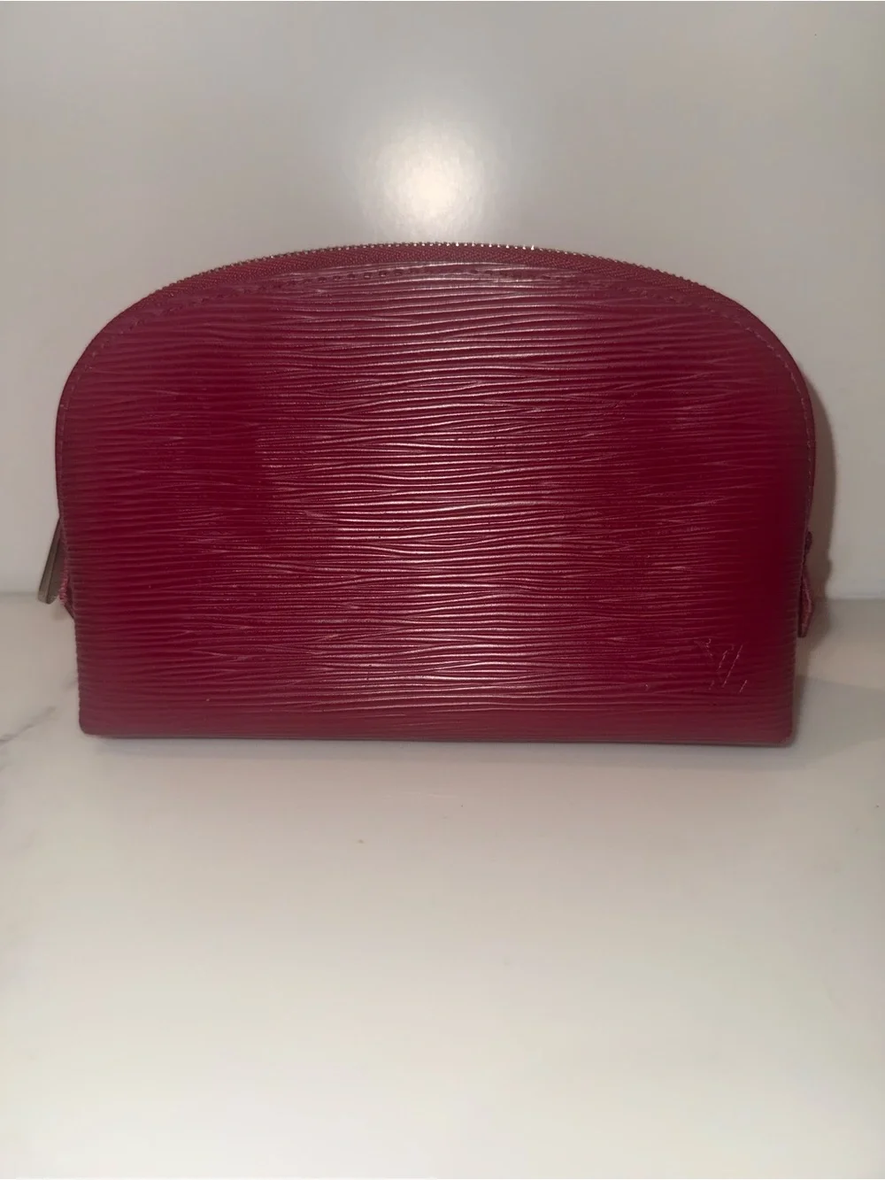 Authentic Louis Vuitton Red Textured Cosmetic Pouch